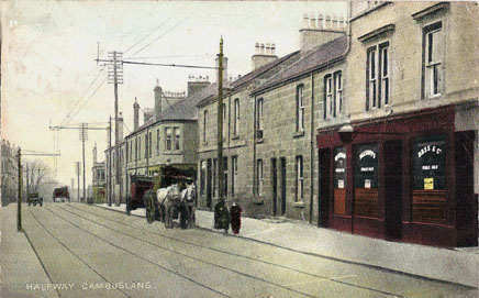 Pub on the right would be opposite Glen Street - Circa 1900 - Card Dated 1909 - Published by F.Lithgow Stationer, Cambuslang